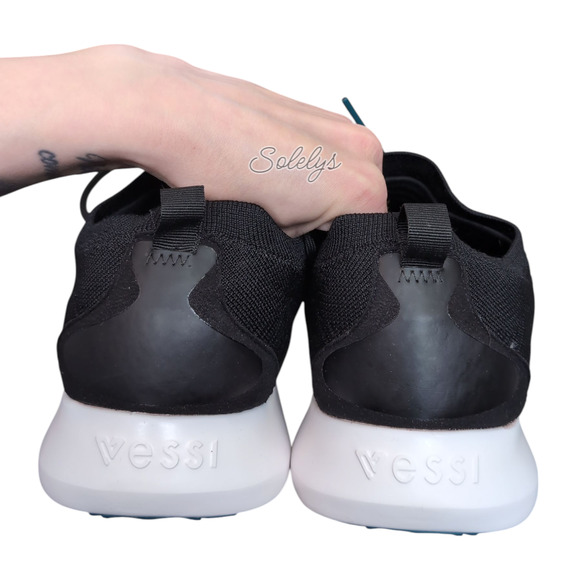 Vessi Everyday Move Mens 12 Waterproof Onyx Black White Knit Dyma-Tex Sneaker - Picture 5 of 10